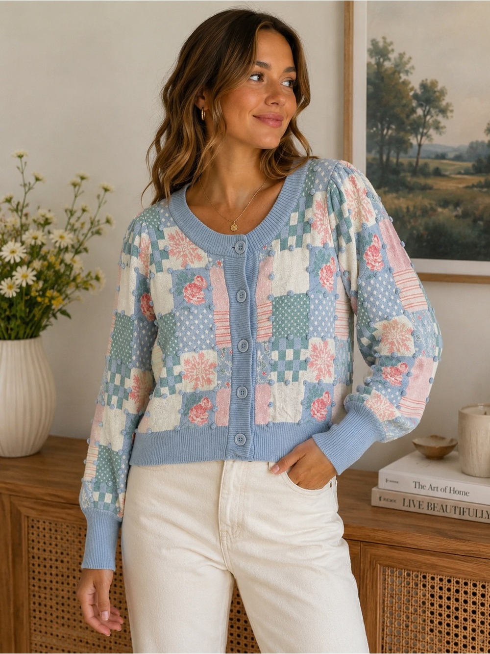 Matilda Jane Patchwork Floral Sweater Cardigan | Size XS